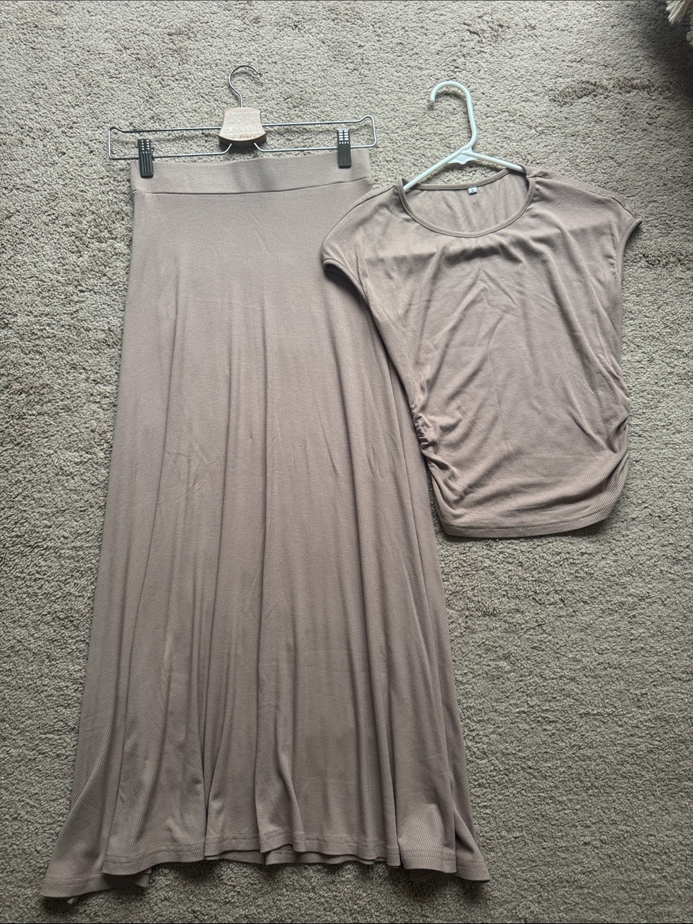 Source Unknown Maxi Skirt and Top Set in Taupe